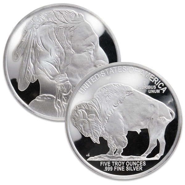 5 OUNCE Buffalo Silver Round