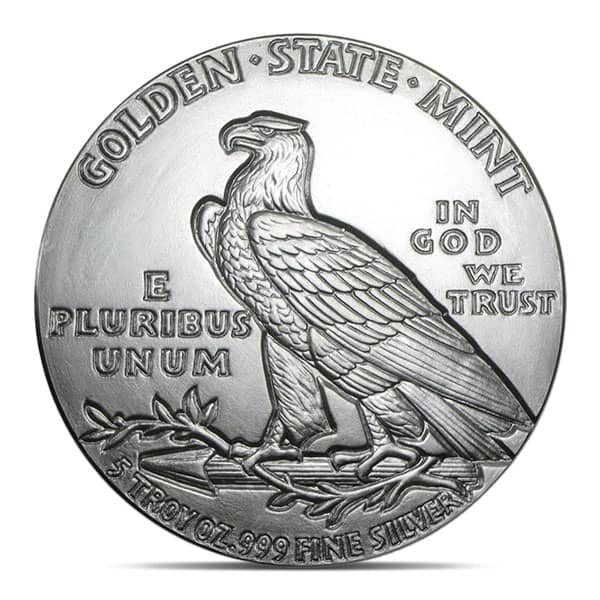 5 OUNCE Incuse Indian Silver Round - .999 Pure