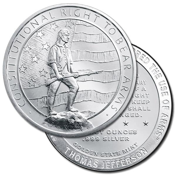 2nd Amendment Silver Round - 5 Troy Ounce, .999 Pure Silver