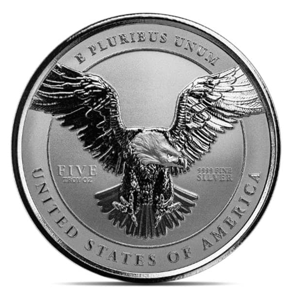Silver Round, Random Design - 5 Troy Ounce, .999 Pure Silver