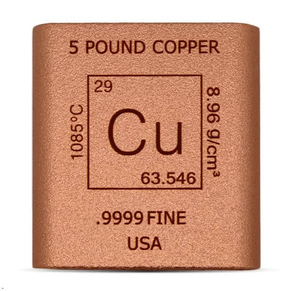 Copper BAR - Element Design, 5 Pounds, .999 Pure Copper