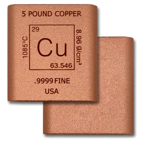Copper BAR - Element Design, 5 Pounds, .999 Pure Copper