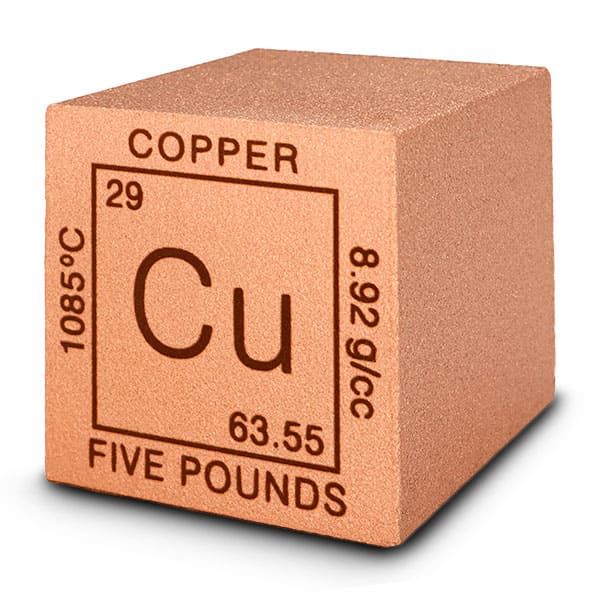 Copper Element Cube, 5 Pound .999 Pure