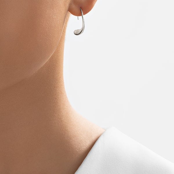 Platinum Earrings - Water Droplet **Matte Finish** - 6.2 Grams, 24K Pure thumbnail