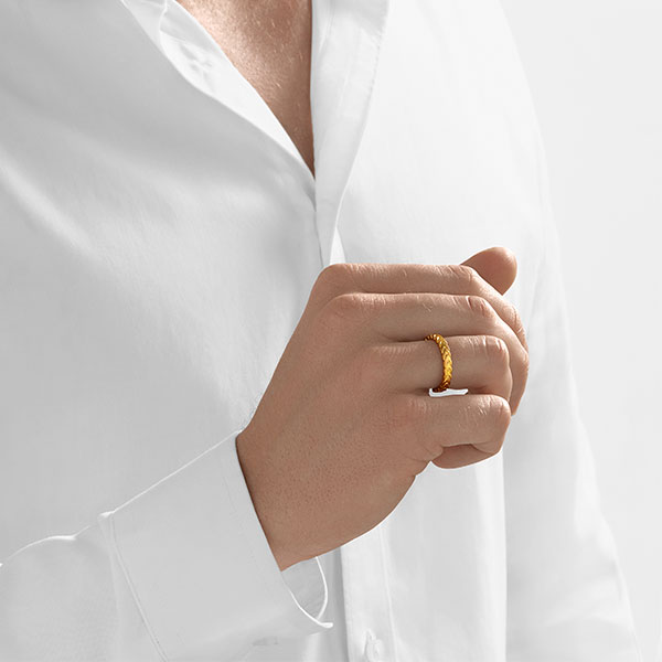 Gold Ring - Modern Serpent **Hybrid Finish** - 6.6 Grams, .24K Pure - Large