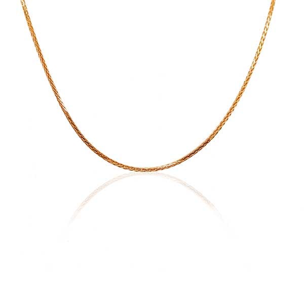 Gold Chain - 1.3 mm Wheat Design - 46 cm (18.1") Length, 7.3 Grams 22k Gold