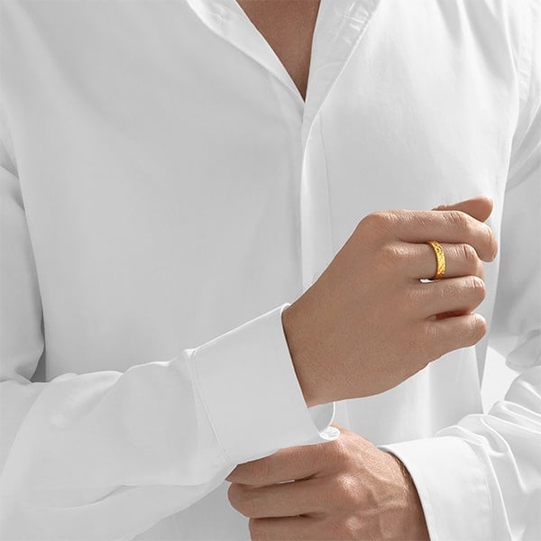 Gold Ring - Hammered Cuff **Matte Finish** - 8.2 Grams, 24K Pure - Large thumbnail