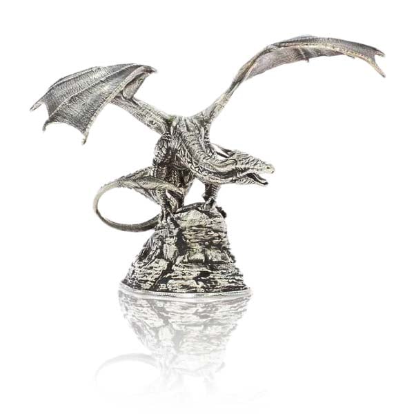 Coco Dragon - Sterling Silver Statue, 8 Troy Ozs, .925 Pure