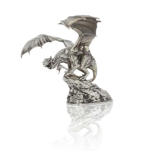 Coco Dragon - Sterling Silver Statue, 8 Troy Ozs, .925 Pure