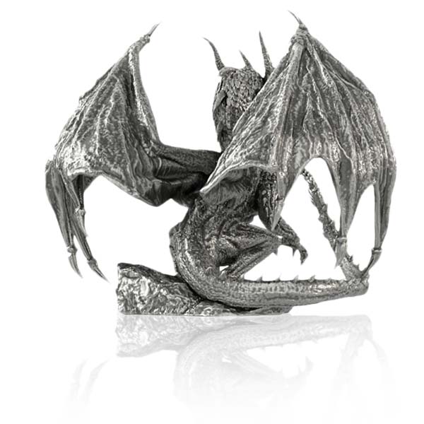 Draco Dragon - Sterling Silver Statue, 8 Troy Ozs, .925 Pure