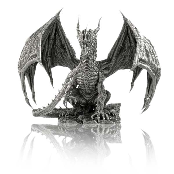 Draco Dragon - Sterling Silver Statue, 8 Troy Ozs, .925 Pure