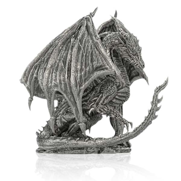 Draco Dragon - Sterling Silver Statue, 8 Troy Ozs, .925 Pure