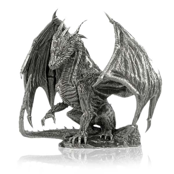 Draco Dragon - Sterling Silver Statue, 8 Troy Ozs, .925 Pure thumbnail