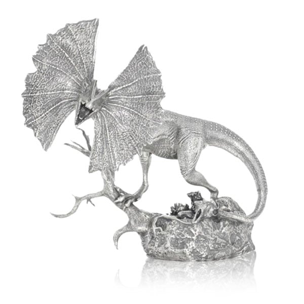 Dilophosaurus - Sterling Silver Statue, 8 Troy Ozs, .925 Pure