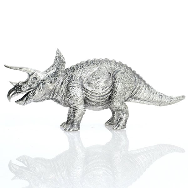 Triceratops - Sterling Silver Statue, 8 Troy Ozs, .925 Pure