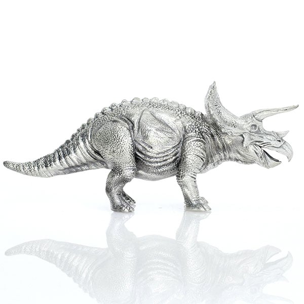 Triceratops - Sterling Silver Statue, 8 Troy Ozs, .925 Pure