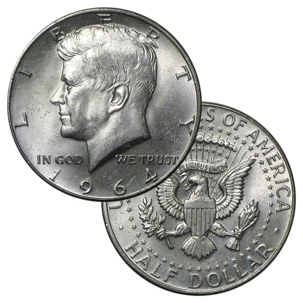 1964 Kennedy Half Dollars - 90% Silver (.715 Oz of Silver for Every $1 Face Value)