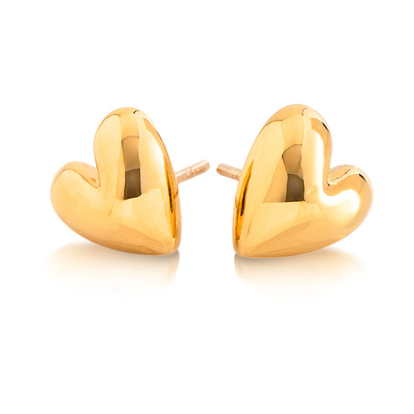 Gold Earrings - Sweetheart **Polished Finish** - 9.2 Grams, 24K Pure