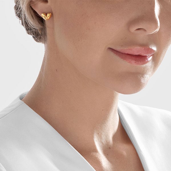 Gold Earrings - Sweetheart **Polished Finish** - 9.2 Grams, 24K Pure