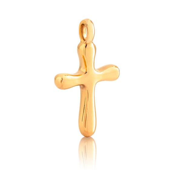 Gold Pendant - Rounded Cross **Polished Finish** - 9.2 Grams, 24K Pure