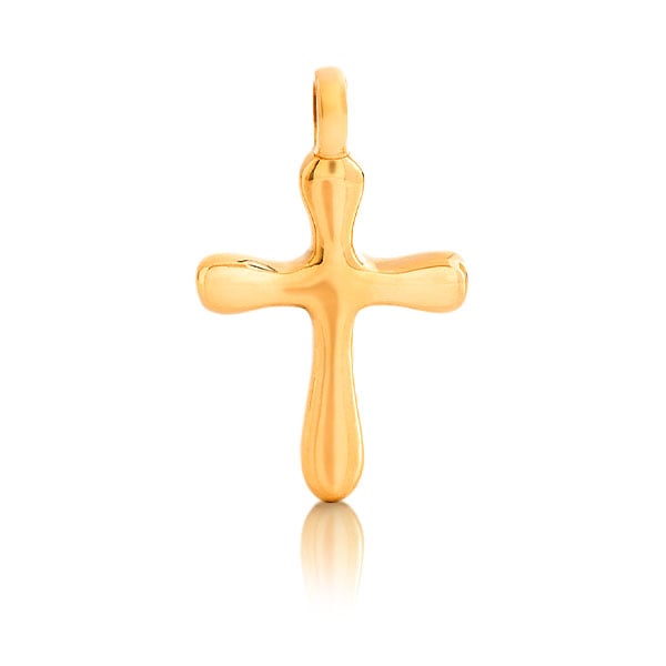 Gold Pendant - Rounded Cross **Polished Finish** - 9.2 Grams, 24K Pure