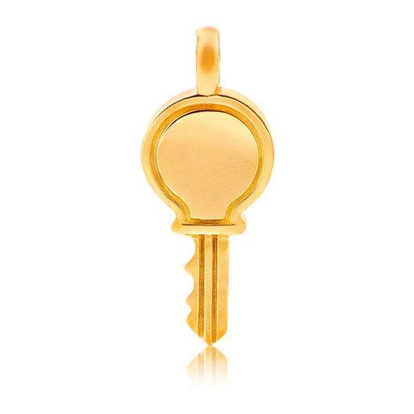 Gold Pendant - Key **Polished Finish** - 9.2 Grams, 24K Pure