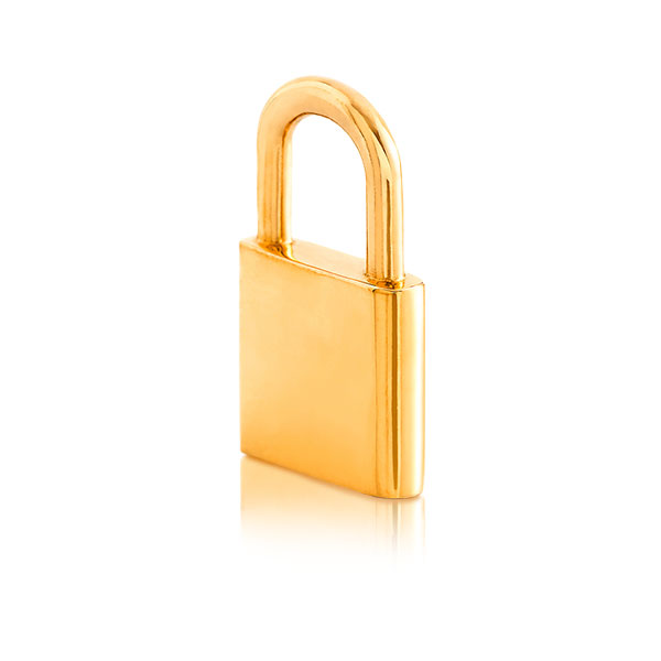 Gold Pendant - Lock **Polished Finish** - 9.2 Grams, 24K Pure