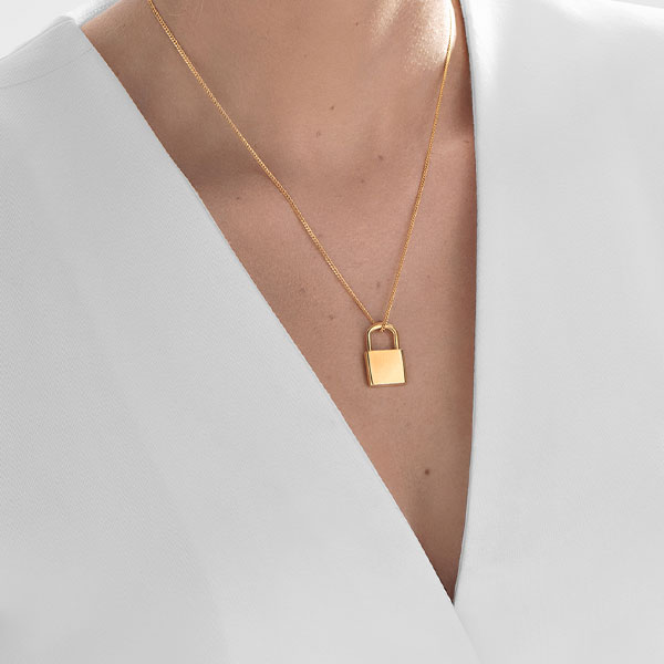 Gold Pendant - Lock **Polished Finish** - 9.2 Grams, 24K Pure