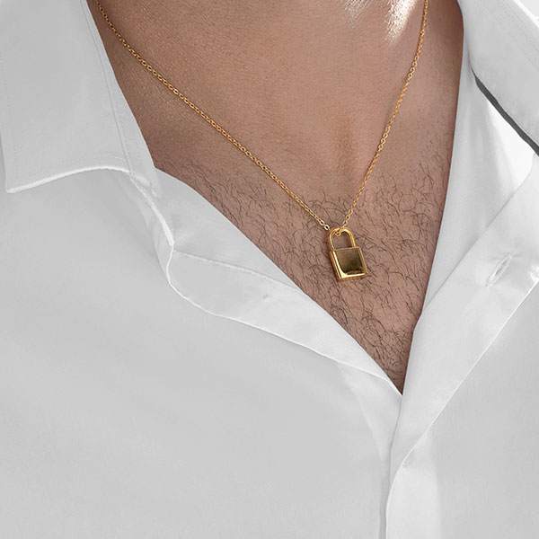 Gold Pendant - Lock **Polished Finish** - 9.2 Grams, 24K Pure