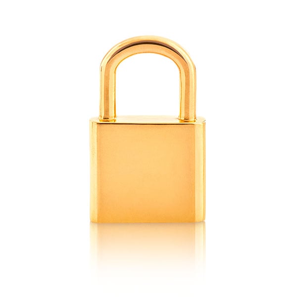 Gold Pendant - Lock **Polished Finish** - 9.2 Grams, 24K Pure
