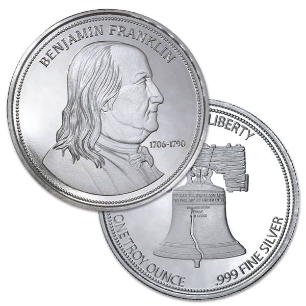 Franklin Liberty Bell Silver Round - 1 Troy Ounce, .999 Pure