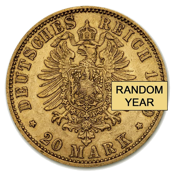 German 20 Mark Gold, .2304 Ounce Gold Coin