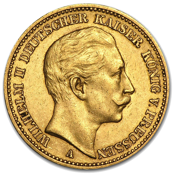 German 20 Mark Gold, .2304 Ounce Gold Coin