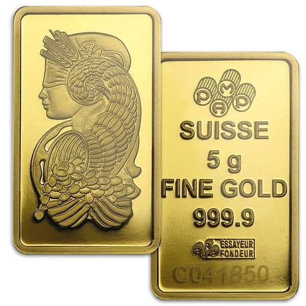 PAMP Suisse Gold Bar, 5 Gram, .9999 Pure