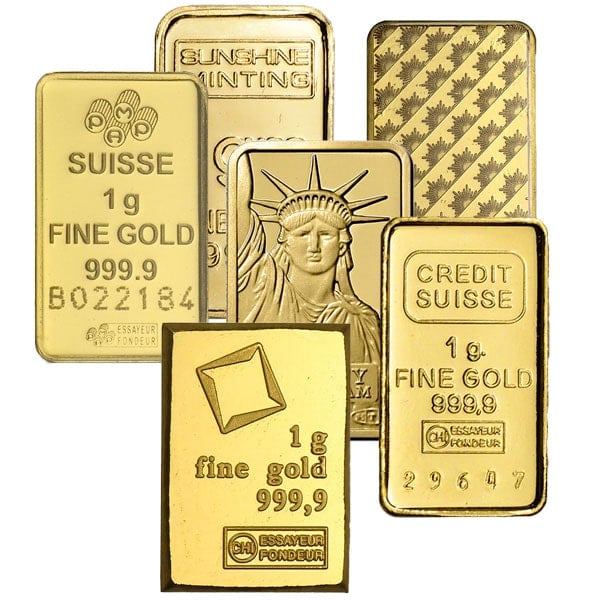 Gold Bar, 1 Gram .9999 Pure - NO Assay Package thumbnail