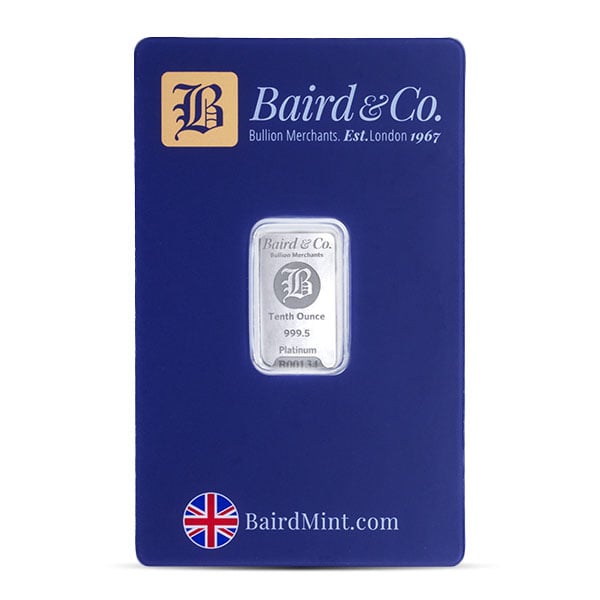Platinum Bar - Baird & Co. 1/10 Troy Ounce, .9995 Pure