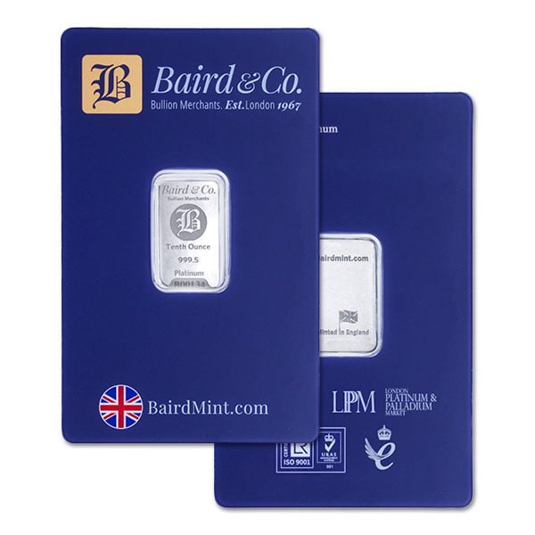 Platinum Bar - Baird & Co. 1/10 Troy Ounce, .9995 Pure