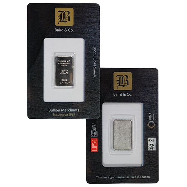 1/10 Oz Platinum Bars thumbnail