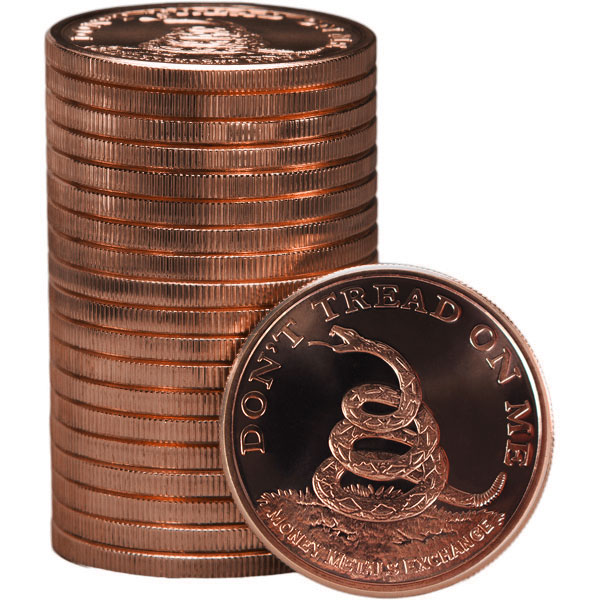 Don't Tread On Me 1 Oz Copper Rounds