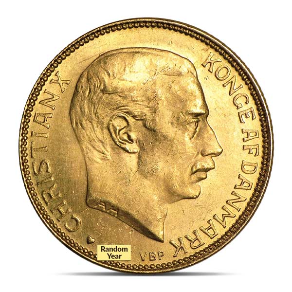 Danish Gold 20 Kroner, .2593 Ounce Gold Content Coin