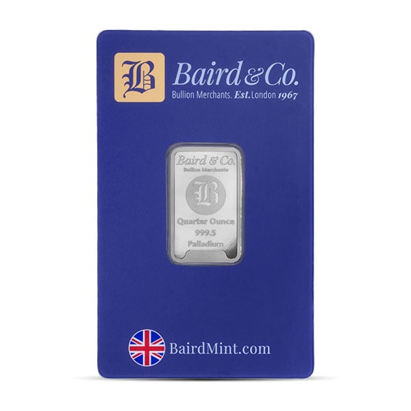 Palladium Bar - Baird & Co. 1/4 Troy Ounce, .9995 Pure