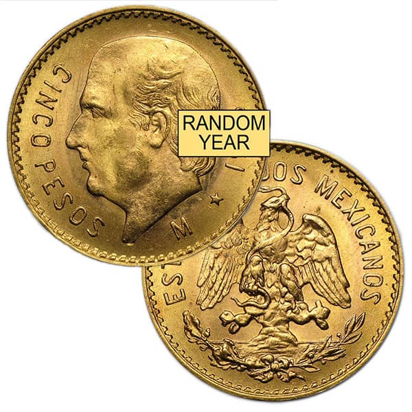 Mexican 5 Peso, .1206 Ounces Gold Content thumbnail