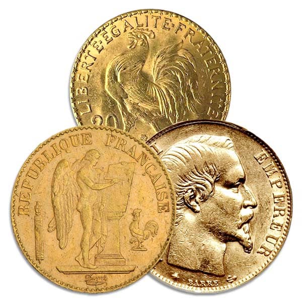 French 20 Franc Gold, Rooster/Napoleon Gold Coins for Sale