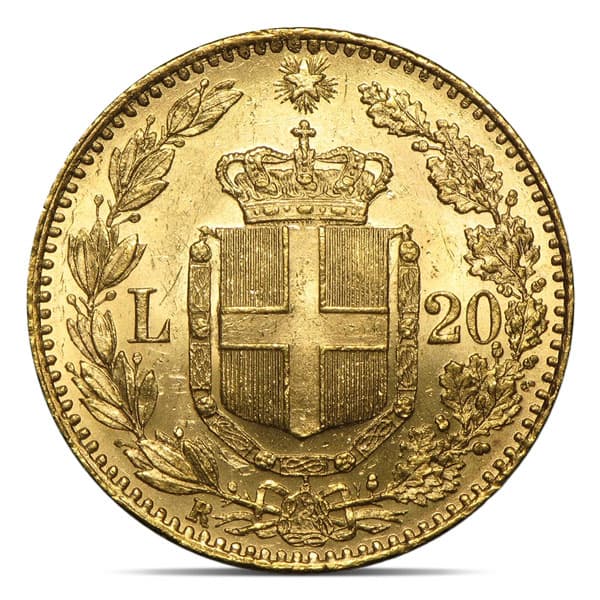 Italian 20 Lire, 22K Gold,.1867 Oz.