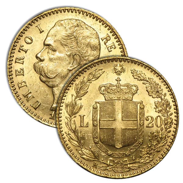Italian 20 Lire, 22K Gold,.1867 Oz.
