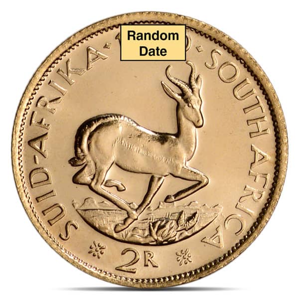 South African 2 Rand, .2354 Troy Oz. Actual Gold Weight