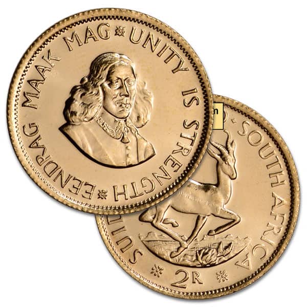South African 2 Rand, .2354 Troy Oz. Actual Gold Weight