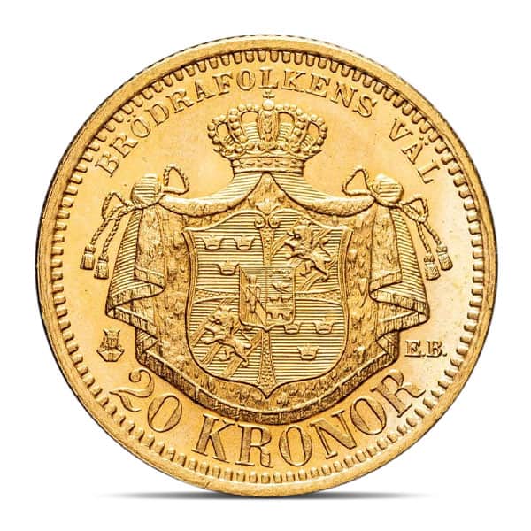 Swedish 20 Kronor - .2593 Oz Gold, 90% Pure