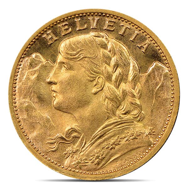 Swiss 20 Franc - .1867 Oz Gold, 90% Pure thumbnail