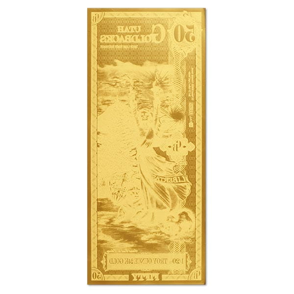 50 Utah Goldback - Libertas, 1/20th Troy Oz .9999 Gold-Backed Bill thumbnail